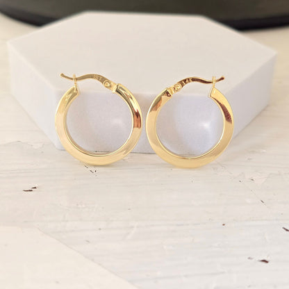 Elegant 14k Gold Polished Hoops Earrings - 24mm - Perfect For Everyday & Special Occasions - Ideal Gift