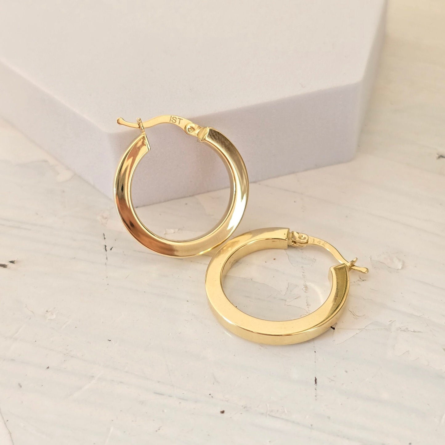 Elegant 14k Gold Polished Hoops Earrings - 24mm - Perfect For Everyday & Special Occasions - Ideal Gift