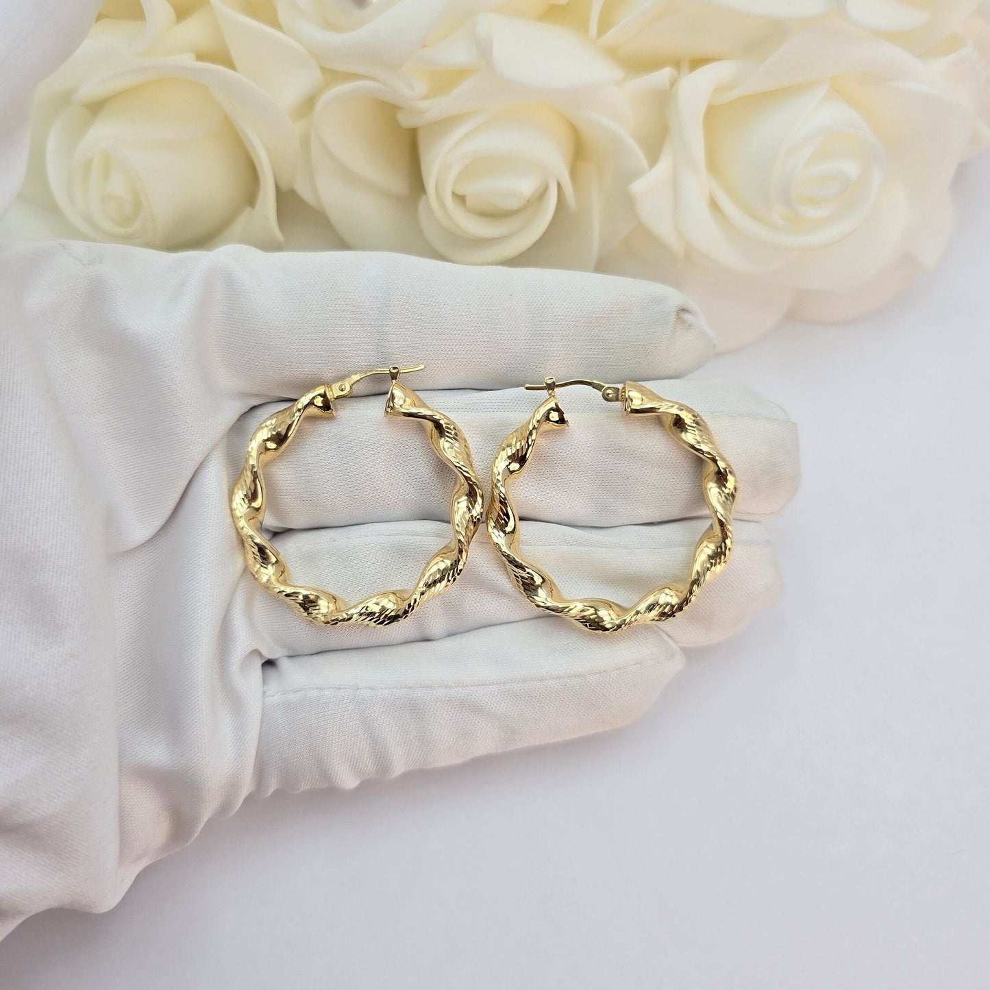 4.8MM Thick 14k Twisted Hoop Earrings - Shiny & Lightweight Thick Hoops - Perfect For Her