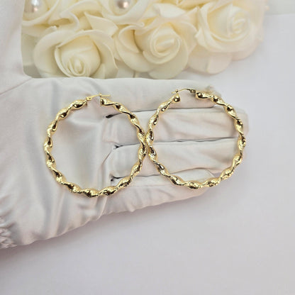 4.8MM Thick 14k Twisted Hoop Earrings - Shiny & Lightweight Thick Hoops - Perfect For Her