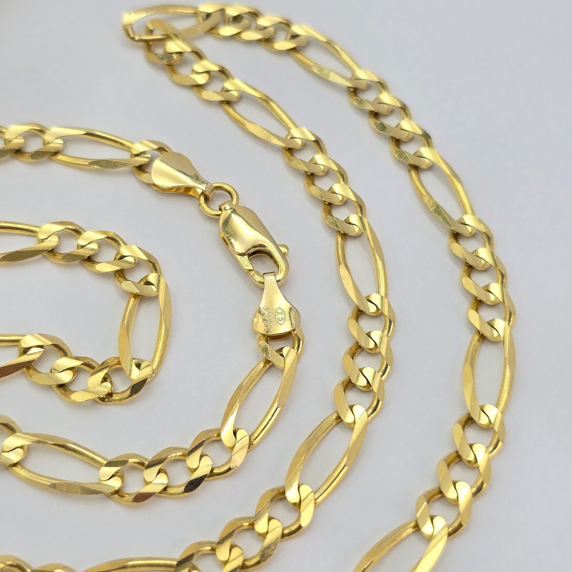 Solid 14k Gold 6MM Figaro Chain - 24 Inches - Stunning Chain For Him - Everlasting & Shiny