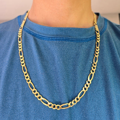 Solid 14k Gold 6MM Figaro Chain - 24 Inches - Stunning Chain For Him - Everlasting & Shiny