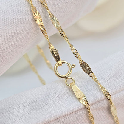 Solid 14k Gold Mirror Diamond Cut Chain - For Girls and Women - Dainty Chain - Real 14k Gold Shiny Necklaces - 14" to 24" Inches