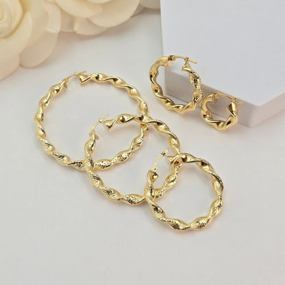 4.8MM Thick 14k Twisted Hoop Earrings - Shiny & Lightweight Thick Hoops - Perfect For Her