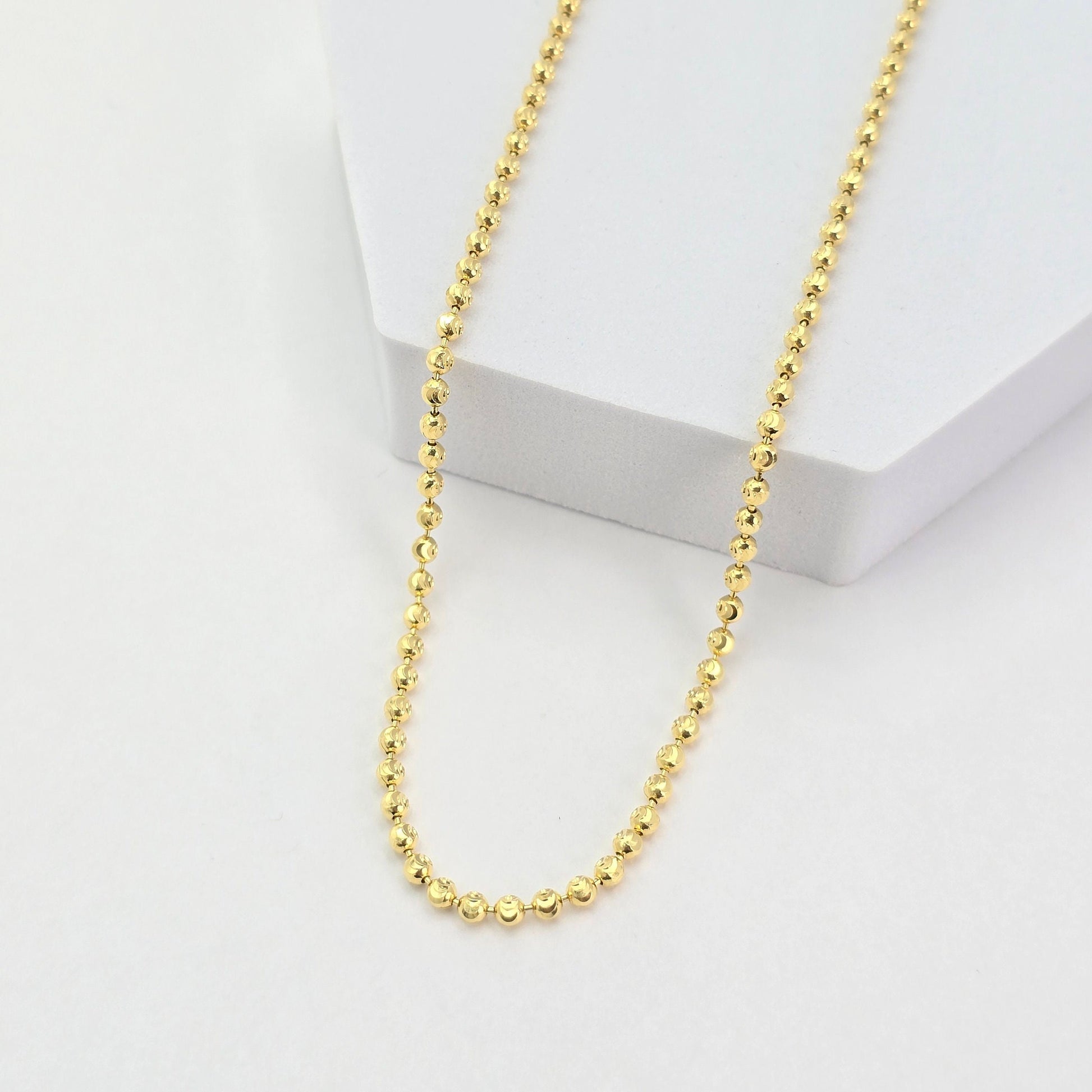 Solid 14k Gold 2.5MM Moon Cut Chain - Unisex - 20 to 24" - Perfect For Everyday