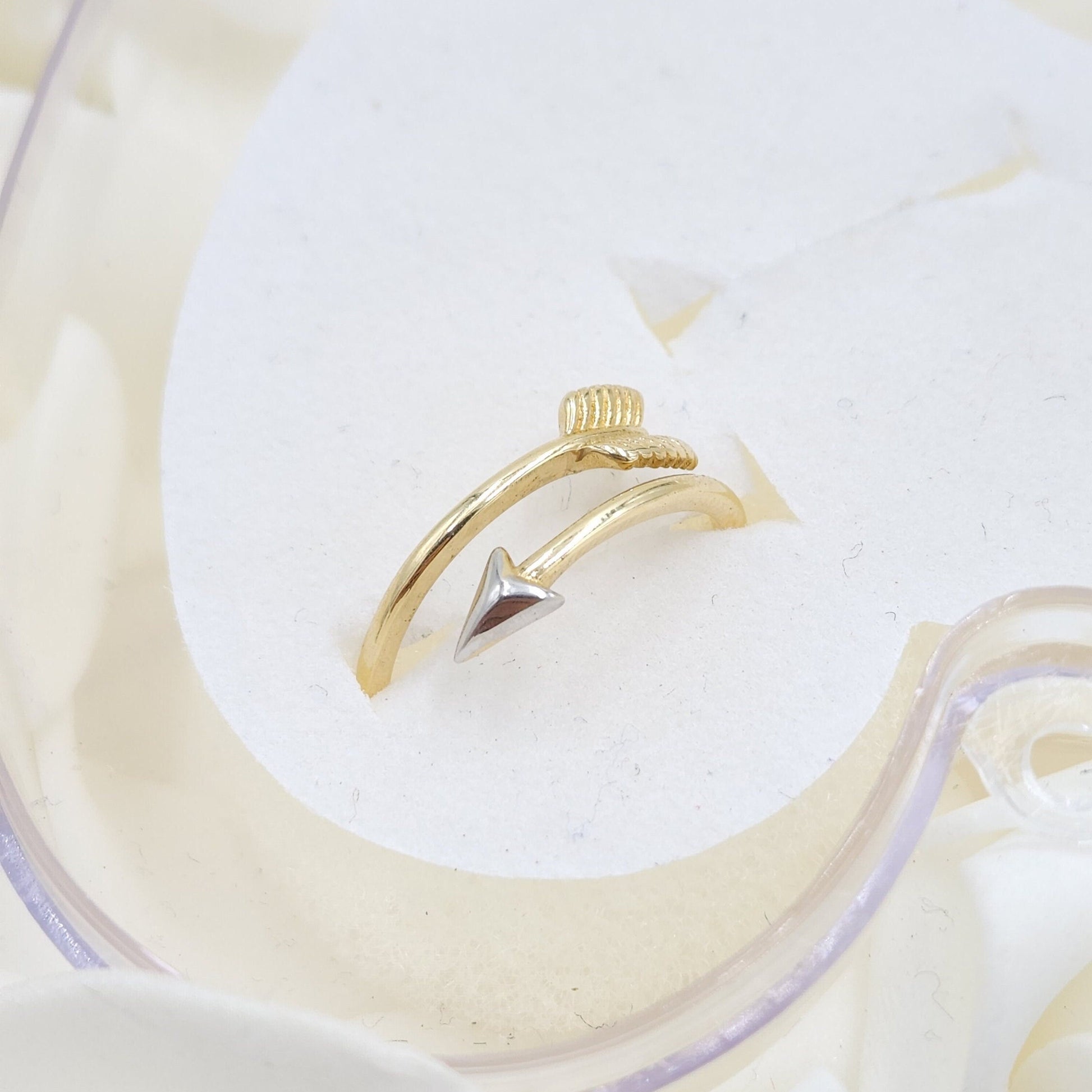 Arrow Ring in Solid 14k Gold - Adjustable - Stackable - Perfect gift