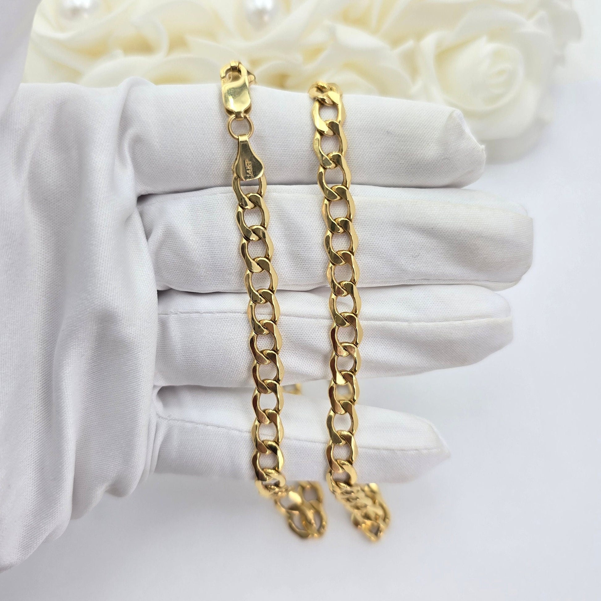 Real 14k Gold 6.5MM Semi Solid Curb Chain - 22 Inches - Stunning Chain For Him - Everlasting & Shiny