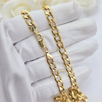 Real 14k Gold 6.5MM Semi Solid Curb Chain - 22 Inches - Stunning Chain For Him - Everlasting & Shiny