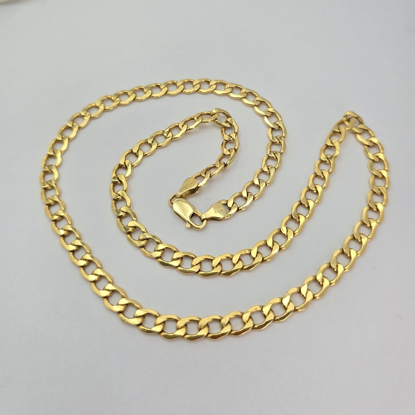 Real 14k Gold 6.5MM Semi Solid Curb Chain - 22 Inches - Stunning Chain For Him - Everlasting & Shiny