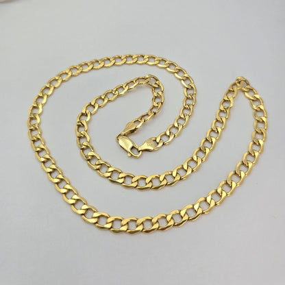 Real 14k Gold 6.5MM Semi Solid Curb Chain - 22 Inches - Stunning Chain For Him - Everlasting & Shiny