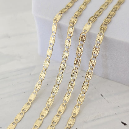 Solid 14k Yellow Gold Diamond Cut Valentino Chain - 16 to 24 Inches - Fine jewelry - Fair prices - 2.1MM