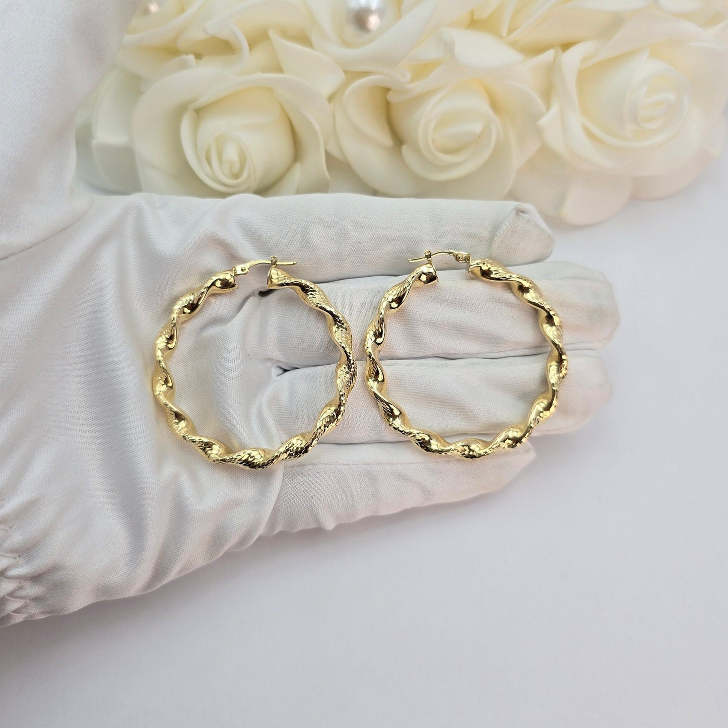 4.8MM Thick 14k Twisted Hoop Earrings - Shiny & Lightweight Thick Hoops - Perfect For Her