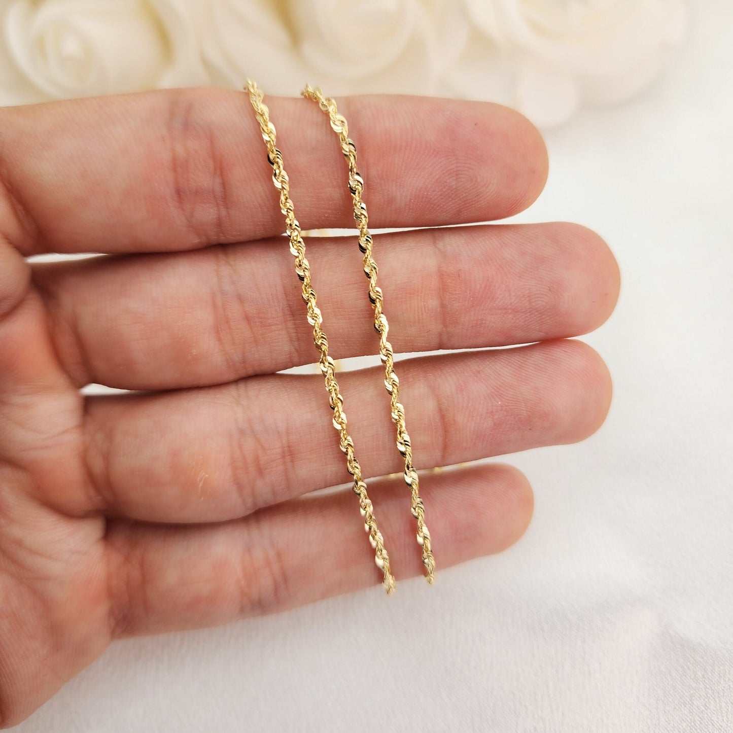 Solid 14k Gold Shiny Rope Chains - 1.5mm, 1.9mm, 2.3mm, 2.8mm, 4mm - 16" to 26" - Perfect Gift - Unisex