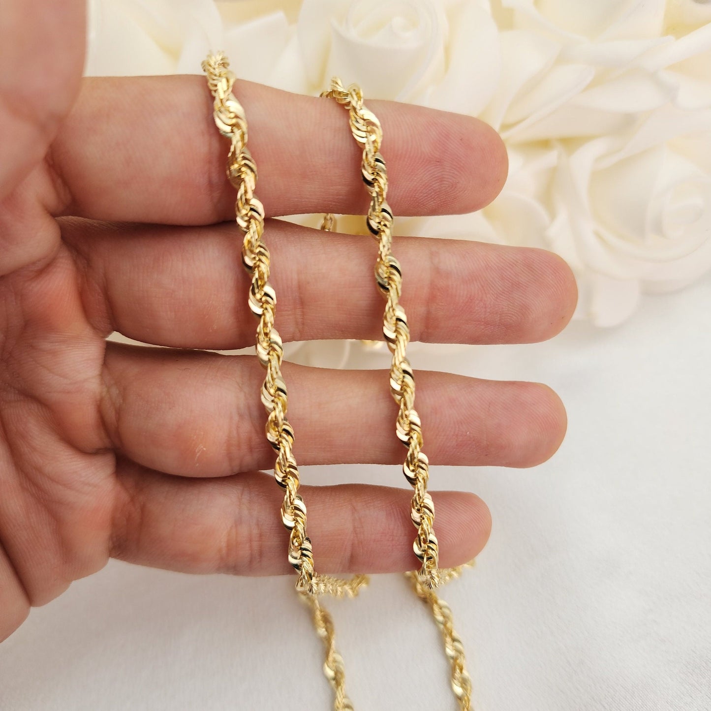 Solid 14k Gold Shiny Rope Chains - 1.5mm, 1.9mm, 2.3mm, 2.8mm, 4mm - 16" to 26" - Perfect Gift - Unisex