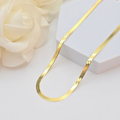 Solid 14k Gold Herringbone Necklace - 2.3MM, 3.5MM - 16" - 22" - Elegant & Modern - Perfect Gift