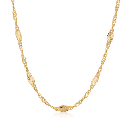 Solid 14k Gold Mirror Diamond Cut Chain - For Girls and Women - Dainty Chain - Real 14k Gold Shiny Necklaces - 14" to 24" Inches