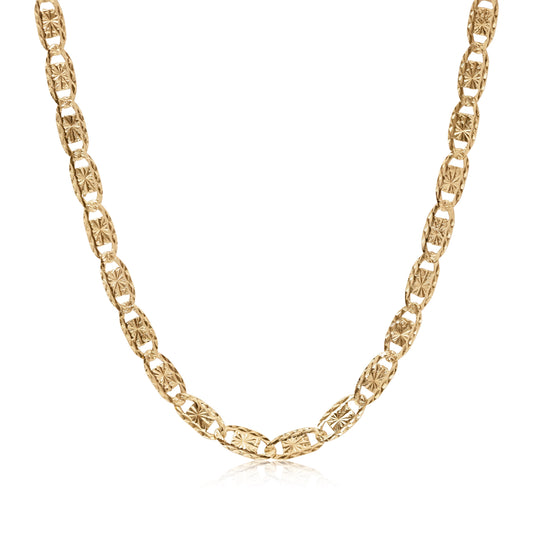 Solid 14k Yellow Gold Diamond Cut Valentino Chain - 16 to 24 Inches - Fine jewelry - Fair prices - 2.1MM