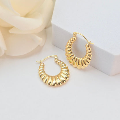 Genuine 14k Gold Classic Shrimp Hoop Earrings - Everyday Earrings - For Her - 3mm Thick - Gift Idea