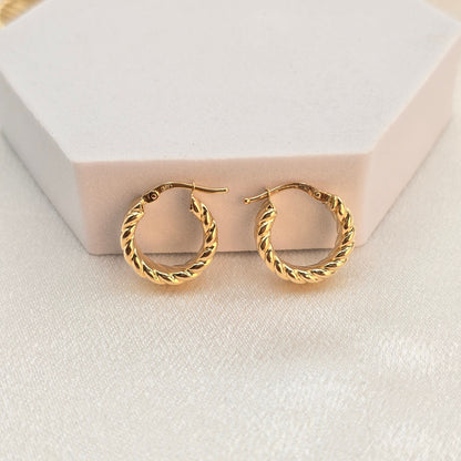 Croissant 14k Gold Hoop Earrings - Square Croissant - 4mm Thick - Elegant & Everlasting - For Her - Modern Jewelry