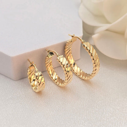 Croissant 14k Gold Hoop Earrings - Square Croissant - 4mm Thick - Elegant & Everlasting - For Her - Modern Jewelry