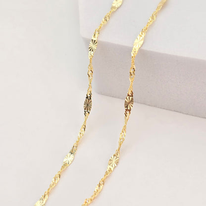 Solid 14k Gold Mirror Diamond Cut Chain - For Girls and Women - Dainty Chain - Real 14k Gold Shiny Necklaces - 14" to 24" Inches