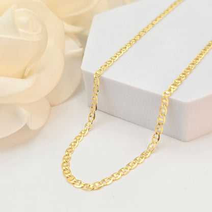 Solid 14k Gold Concave Mariner Chains - Unisex - Shiny & Everlasting - Perfect Gift