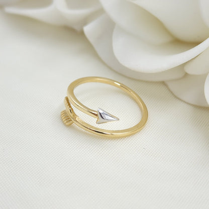 Arrow Ring in Solid 14k Gold - Adjustable - Stackable - Perfect gift