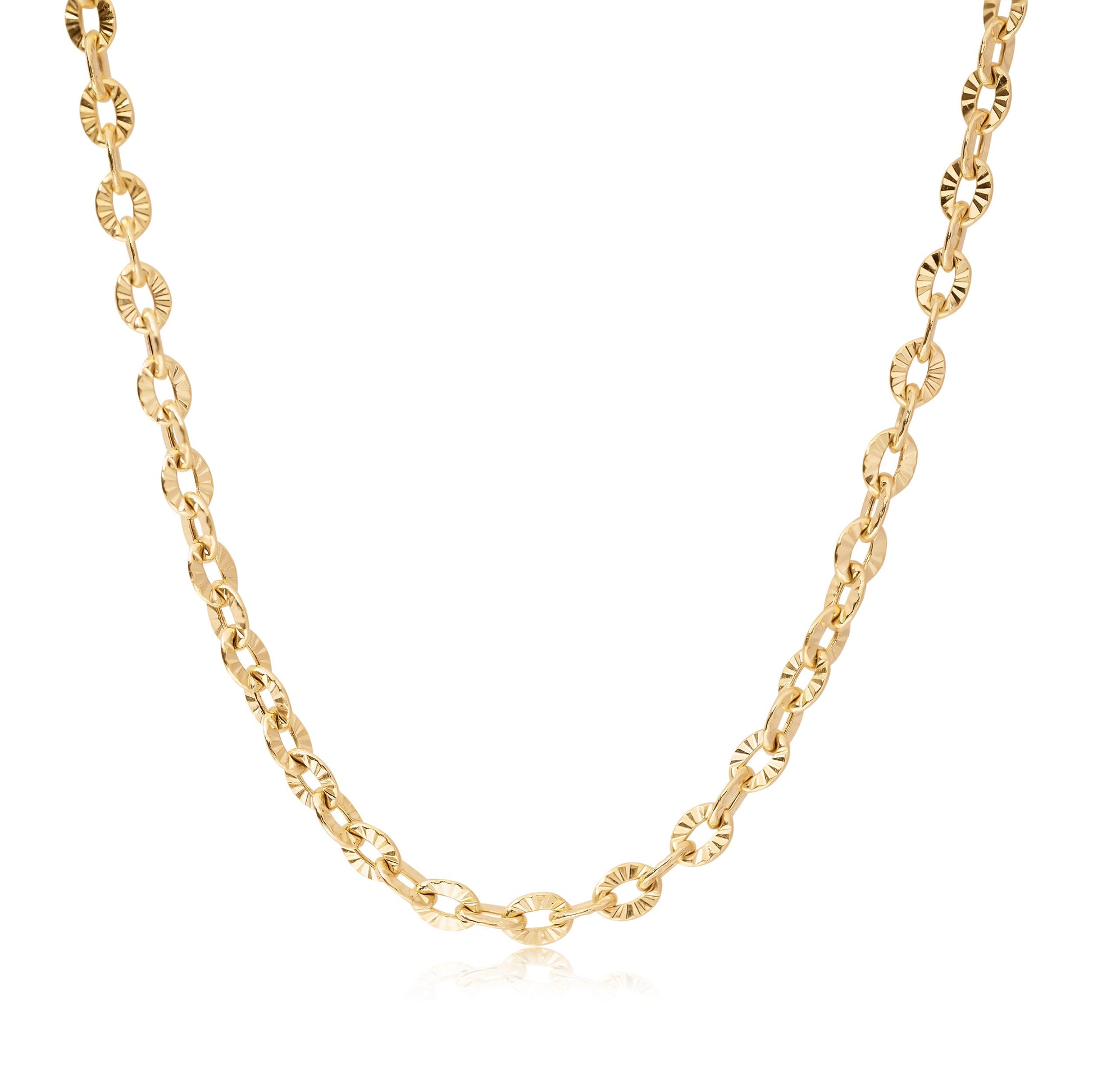 Real 14k Gold Rolo Link Diamond Cut Chains - Women's Necklace - 2MM - Perfect Gift For Her - Real Gold - Shiny & Lightweight