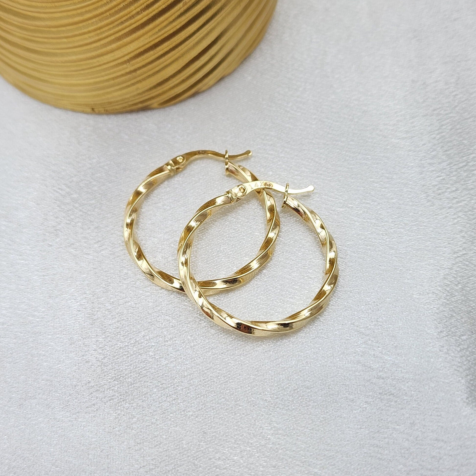 Fine 14k Gold 2.2mm Thick Polished Twisted Hoop Earrings - 18mm, 27mm, 31mm - Elegant & Lightweight - Perfect Gift For Her