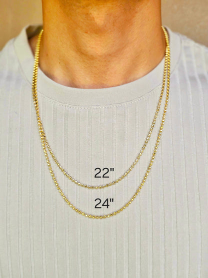 Solid 14k Gold 2.5MM Moon Cut Chain - Unisex - 20 to 24" - Perfect For Everyday