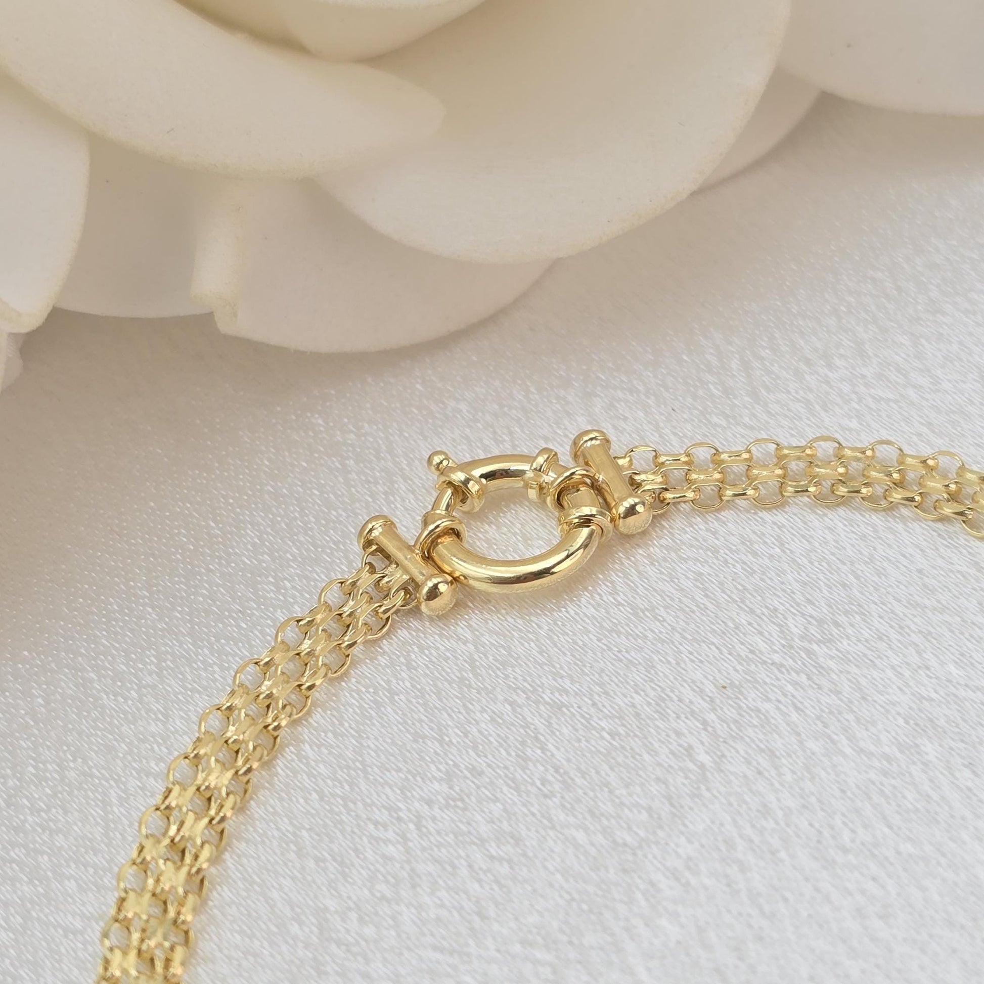 Solid 14k Gold Bismarck Heart Bracelet - 7.25" - 4MM - Elegant & Versatile - Gift Ideas For Her - Anniversary, Birthday Gift