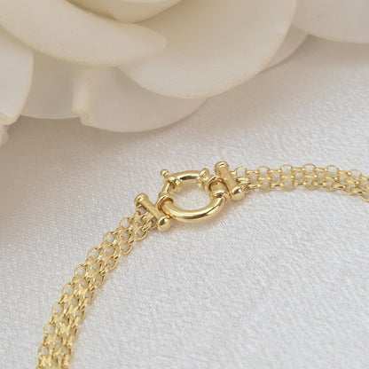 Solid 14k Gold Bismarck Heart Bracelet - 7.25" - 4MM - Elegant & Versatile - Gift Ideas For Her - Anniversary, Birthday Gift