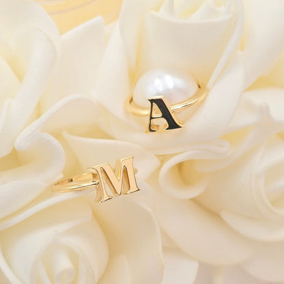 Solid 14k Gold Bold Initial Rings - Polished Initials - Genuine Gold - Everlasting & Meaningful - Perfect Gift