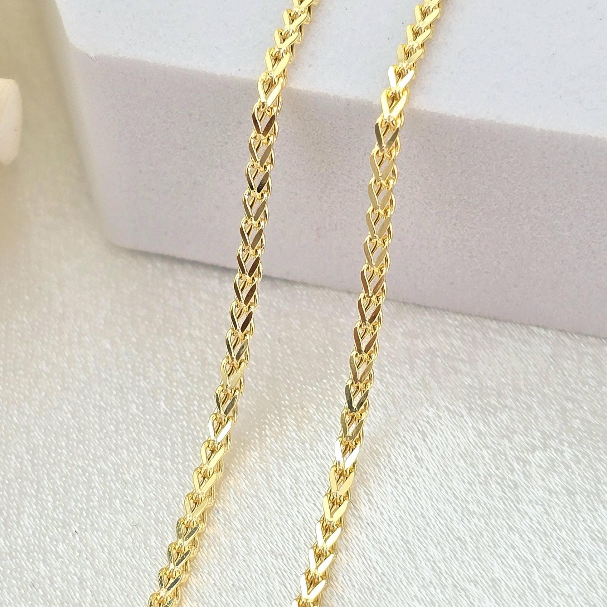 1.7mm 14k Gold Square Franco Chain Necklace - Genuine Gold, Available in 16-24 Inches, Unisex Gold Jewelry