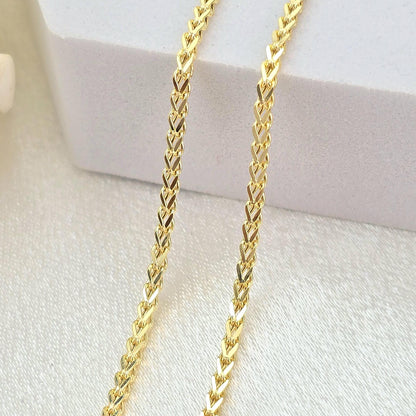 1.7mm 14k Gold Square Franco Chain Necklace - Genuine Gold, Available in 16-24 Inches, Unisex Gold Jewelry