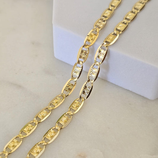 SOLID 14k Unique Yellow Gold Valentino Chains - 4MM Thick - 16", 18" ,20", 22," 24" - Shiny and Original