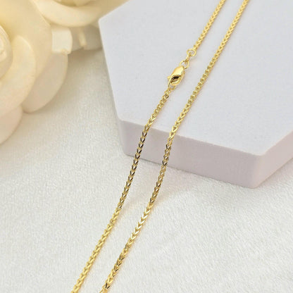 1.7mm 14k Gold Square Franco Chain Necklace - Genuine Gold, Available in 16-24 Inches, Unisex Gold Jewelry