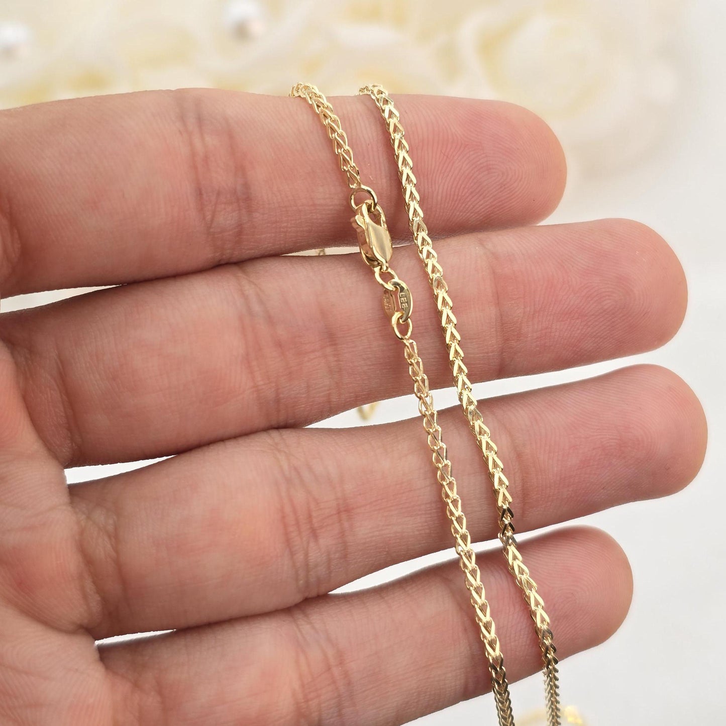 1.7mm 14k Gold Square Franco Chain Necklace - Genuine Gold, Available in 16-24 Inches, Unisex Gold Jewelry