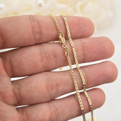 1.7mm 14k Gold Square Franco Chain Necklace - Genuine Gold, Available in 16-24 Inches, Unisex Gold Jewelry