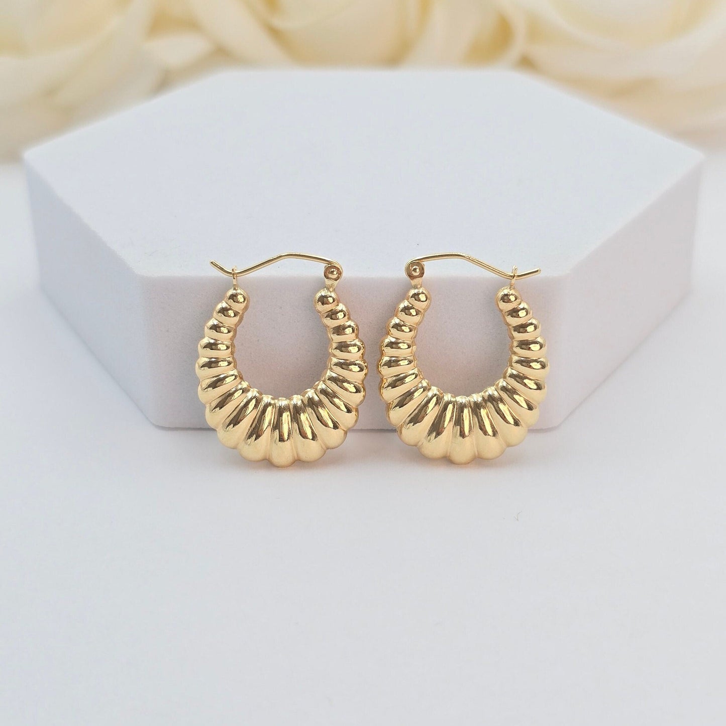 Genuine 14k Gold Classic Shrimp Hoop Earrings - Everyday Earrings - For Her - 3mm Thick - Gift Idea