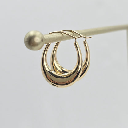 14k Polished Crescent Hoop Earrings - 4mm Thick - Fancy Earrings For Her - Real Gold - Minimalist