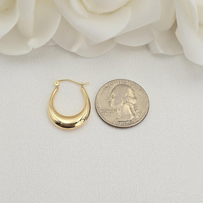 14k Polished Crescent Hoop Earrings - 4mm Thick - Fancy Earrings For Her - Real Gold - Minimalist