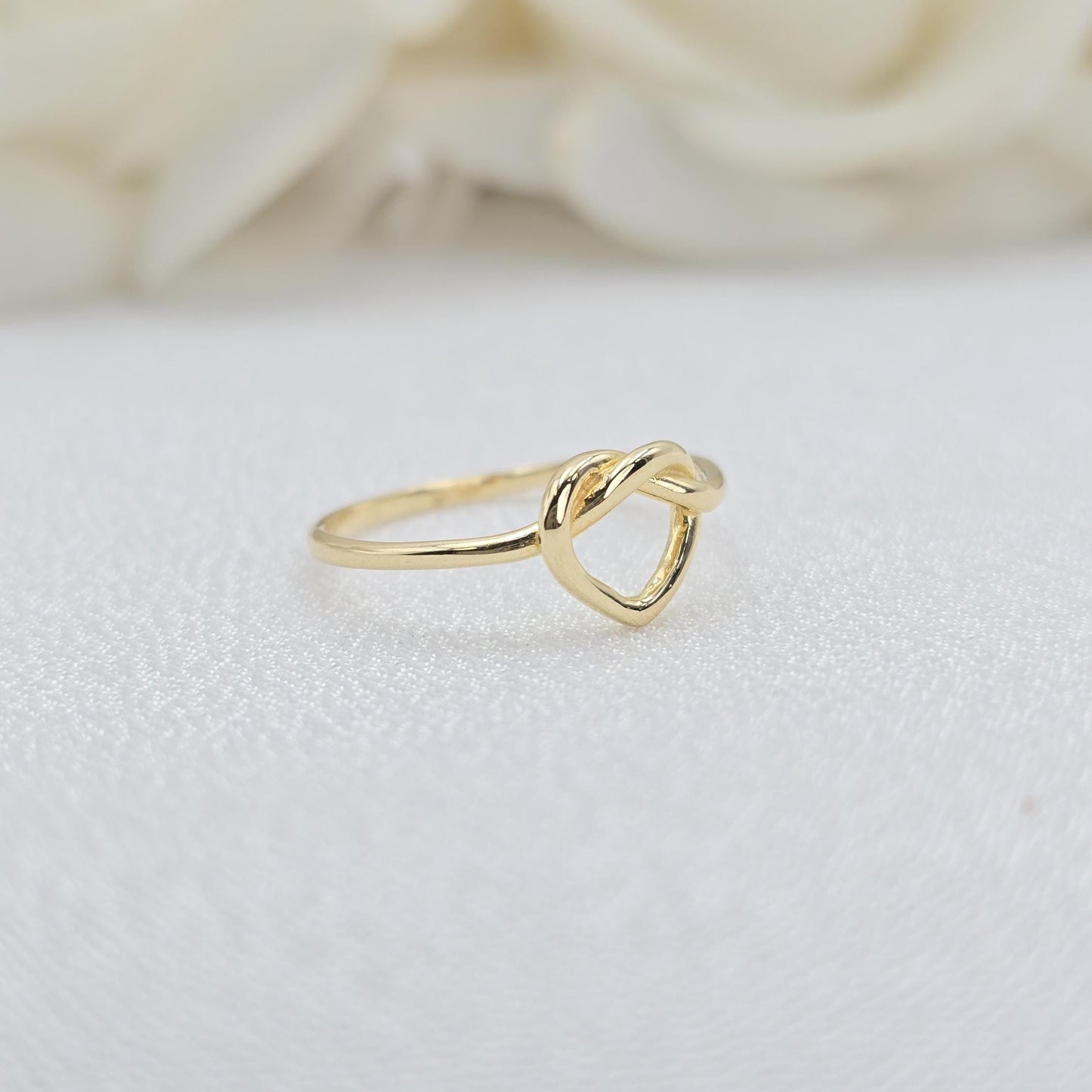 Dainty 14k Gold Knot Heart Ring - Minimalist Jewelry For Her - Cute & Elegant