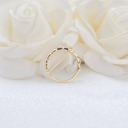 Solid 14k Gold Texture Flower Ring - Perfect For Her - Shiny & Elegant