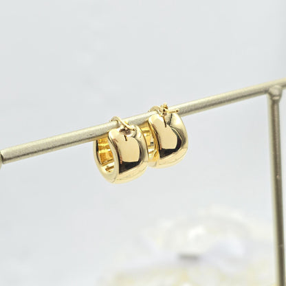 Chunky 14k Gold Huggie Earrings - 11mm Thick - Bold and Elegant Design - Polished Fine Earrings - For Her