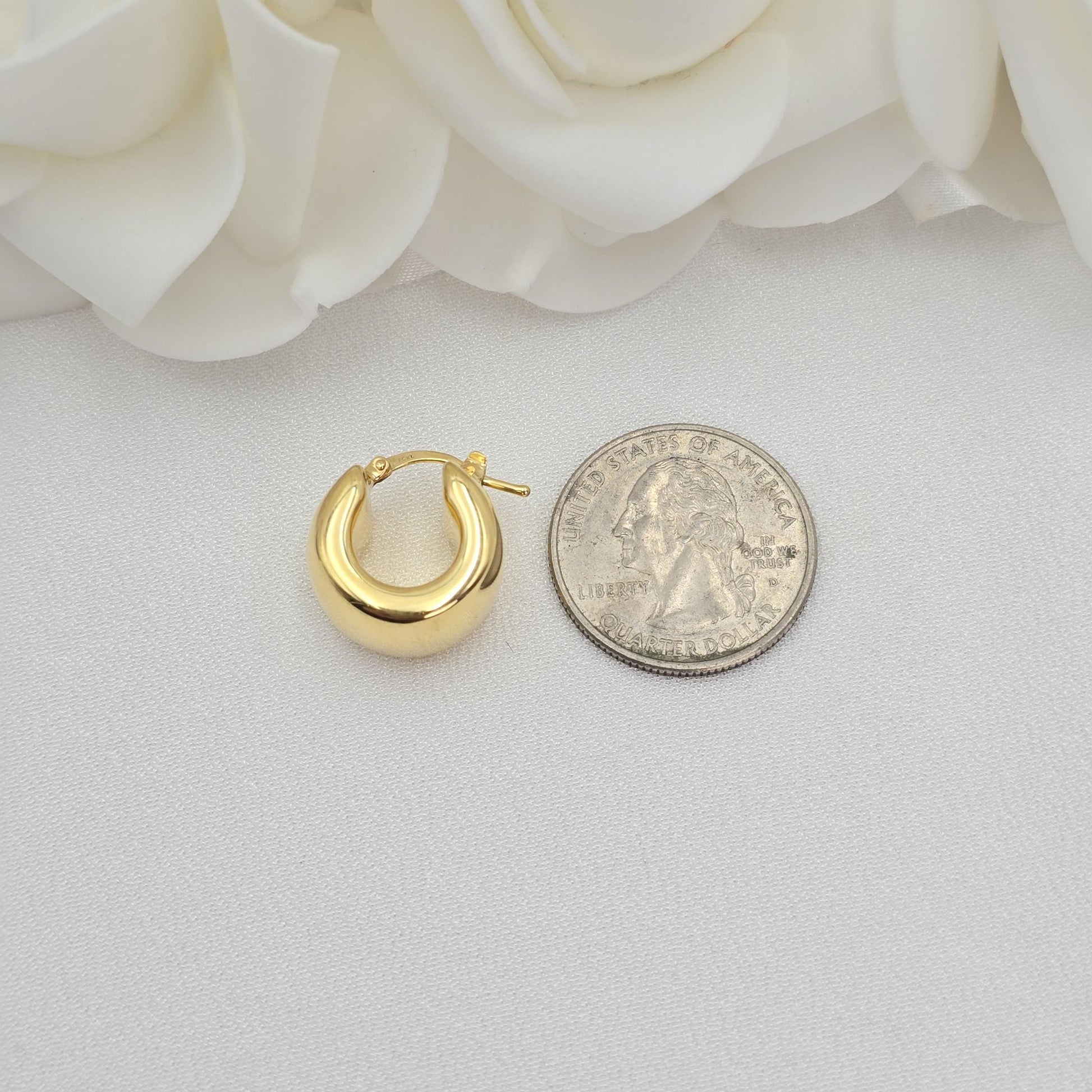 Chunky 14k Gold Huggie Earrings - 11mm Thick - Bold and Elegant Design - Polished Fine Earrings - For Her