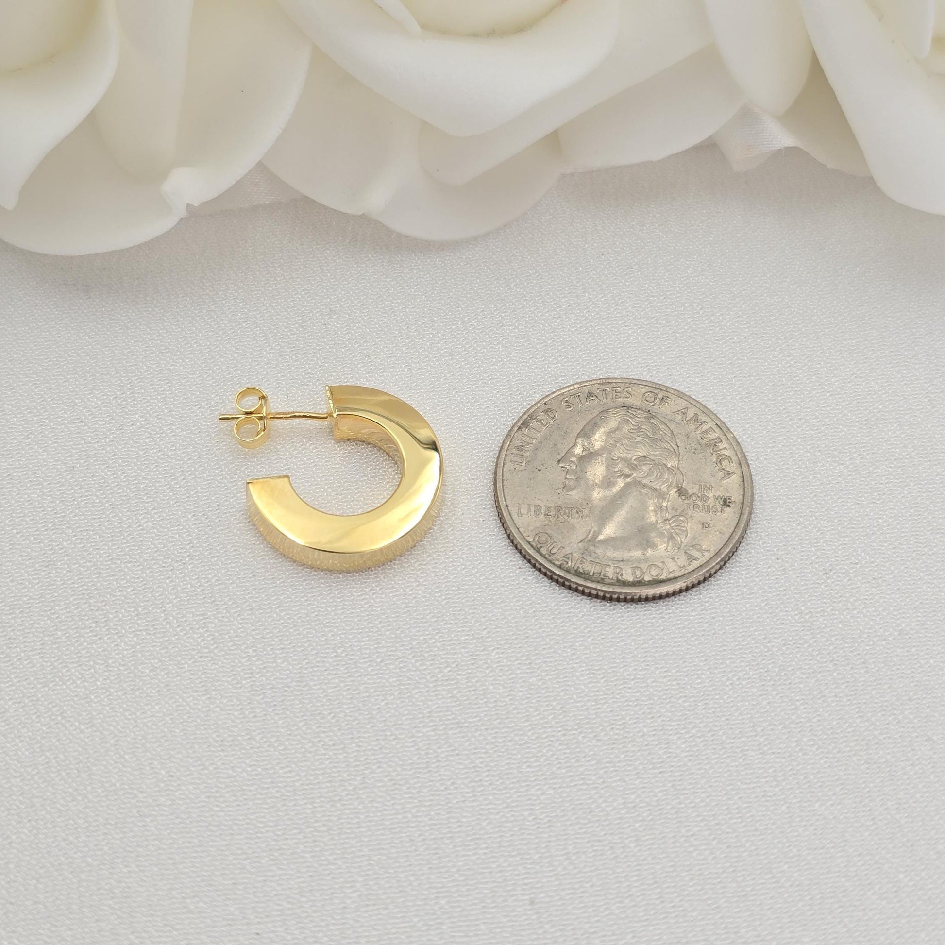 14k Gold Polished Earrings - C hoops - Thick Earrings - Minimalist Fine Jewelry - Gifts For Her