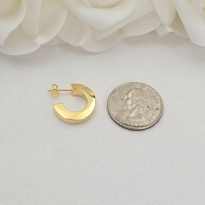 14k Gold Polished Earrings - C hoops - Thick Earrings - Minimalist Fine Jewelry - Gifts For Her