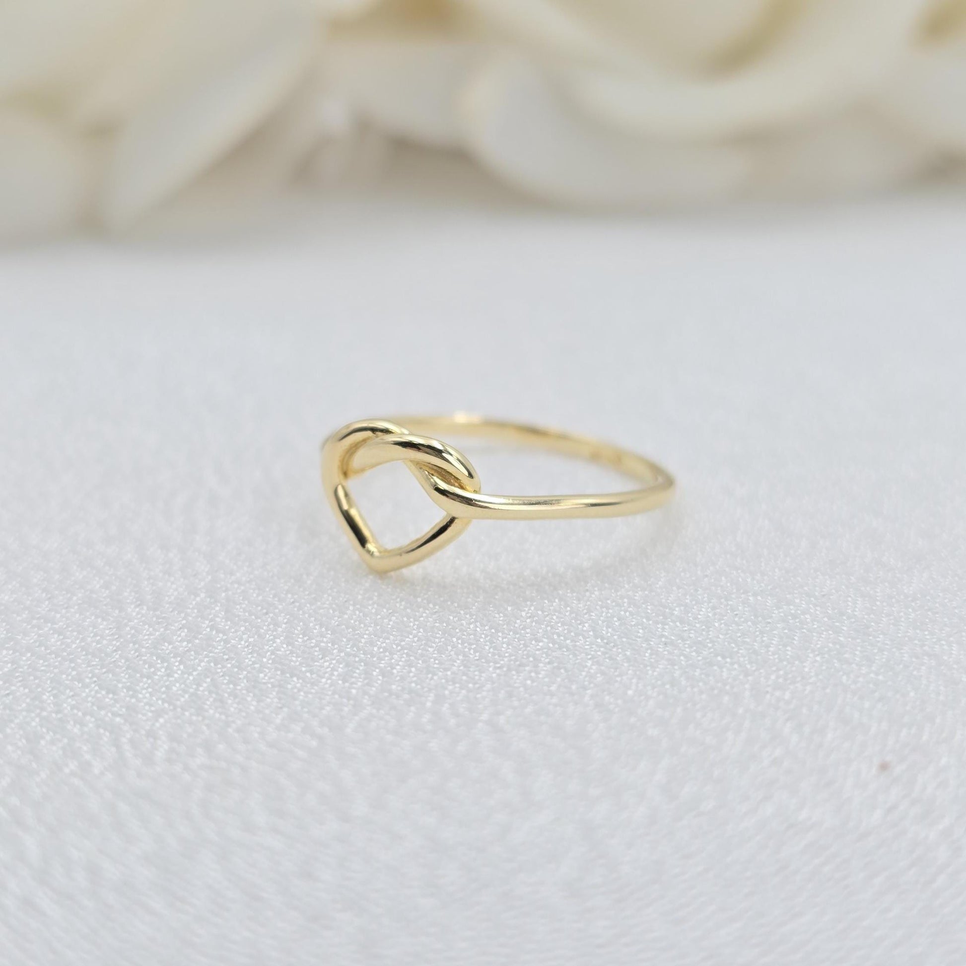 Dainty 14k Gold Knot Heart Ring - Minimalist Jewelry For Her - Cute & Elegant