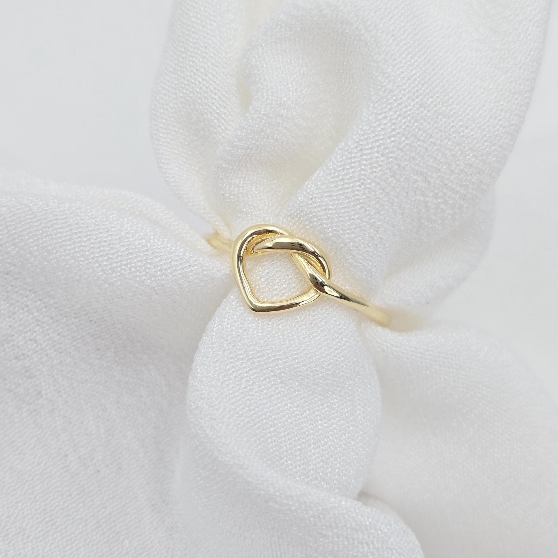 Dainty 14k Gold Knot Heart Ring - Minimalist Jewelry For Her - Cute & Elegant